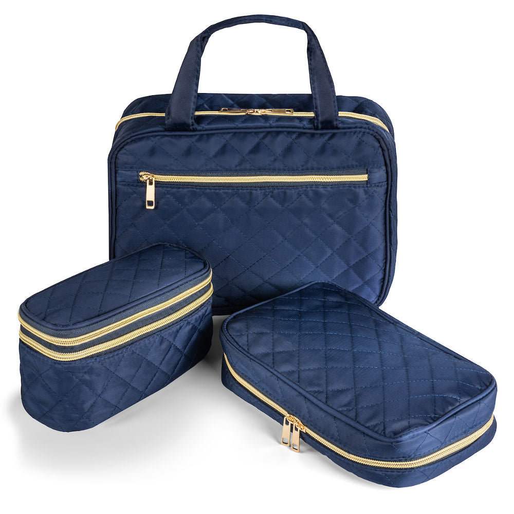 Ms. Jetsetter Navy Travel Trio + 2-Piece Carry-On Luggage Set