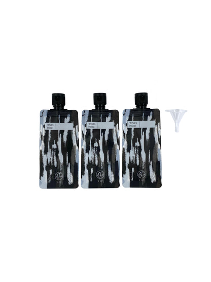 Eco Travel Bottles | 3 Piece Set | Black, White & Gray