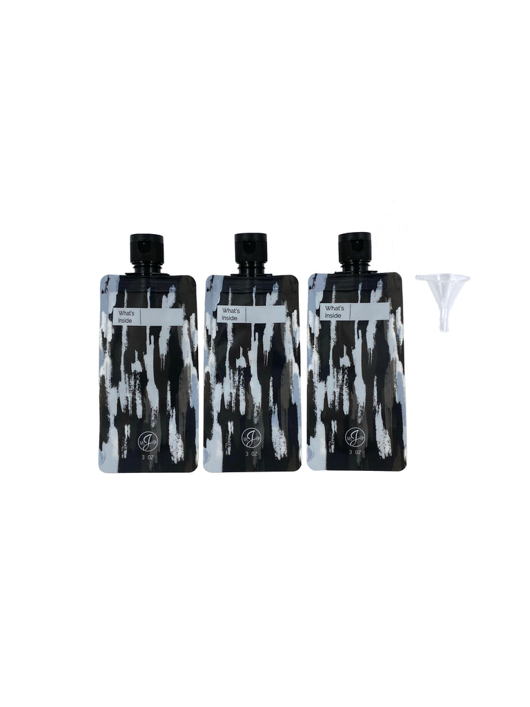 Travel Bottles For Toiletries 3 Pack - Black & Ivory