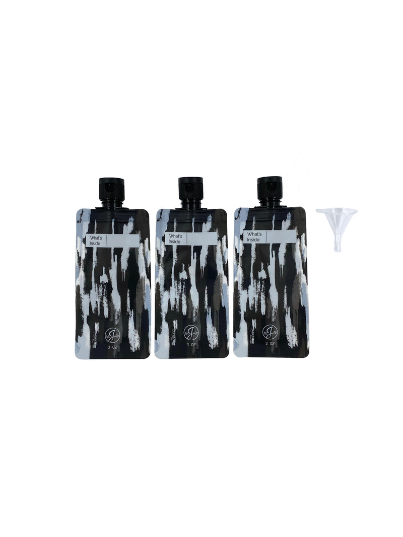 Eco Travel Bottles | 3 Piece Set | Black, White & Gray