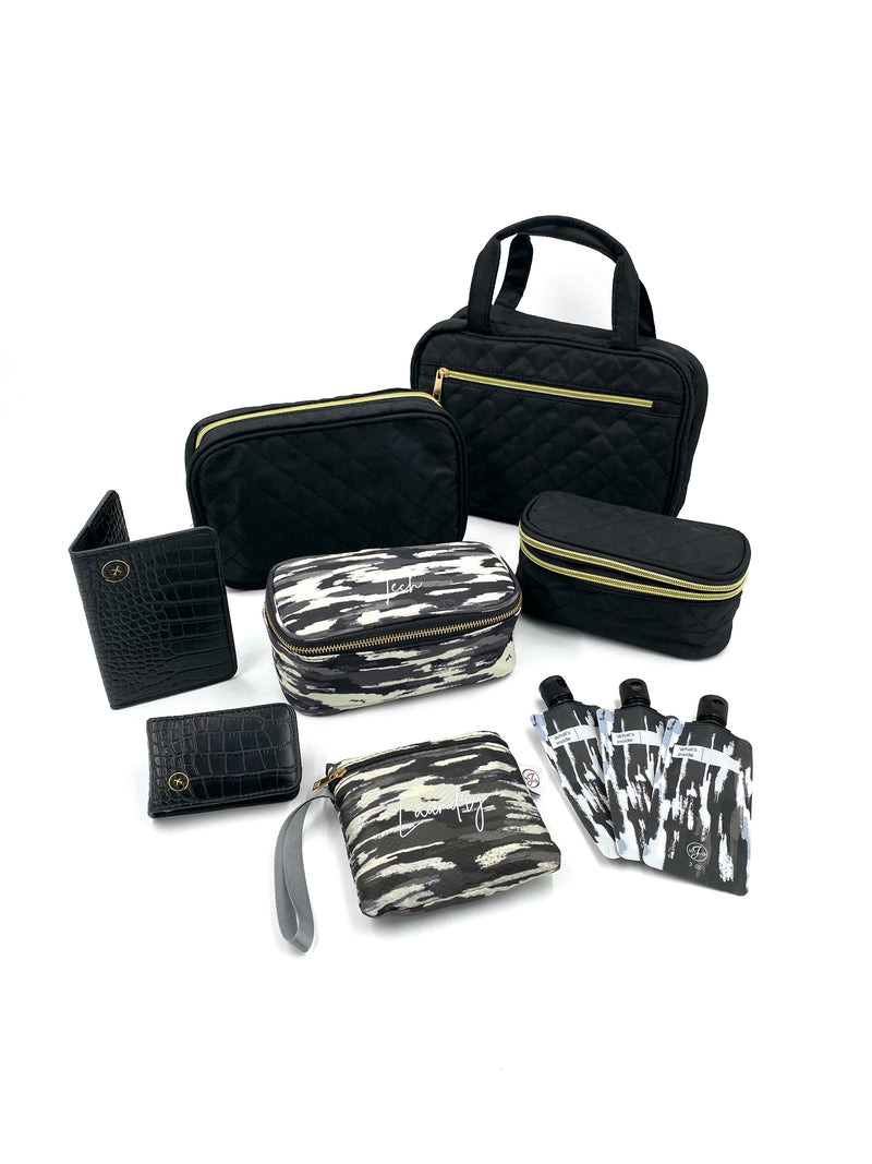 Travel Essentials Carnivale Collection Complete Set | 5 Accessories | Black, White, & Gray
