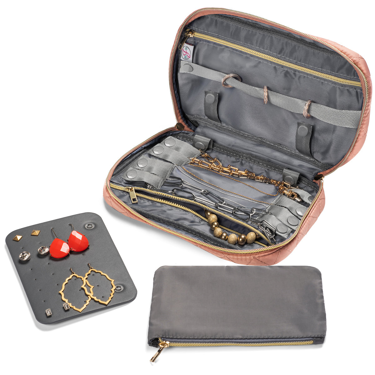 Ms. Jetsetter Quilted Travel Jewelry Organizer Set