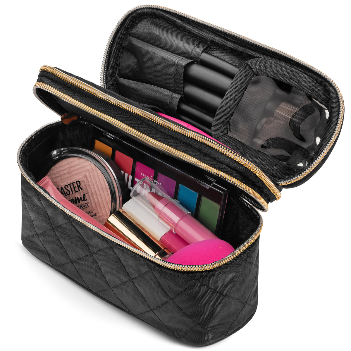 Travel Makeup Case with Mirror Black